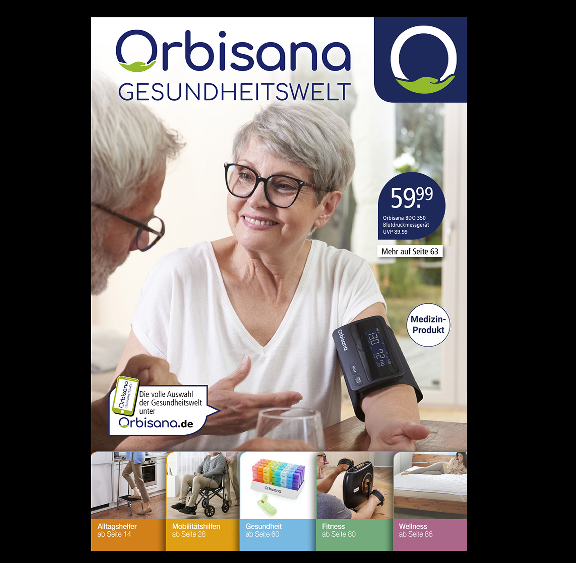 Katalogseiten und Titelseiten für den Gesundheits-Versandhändler Orbisana