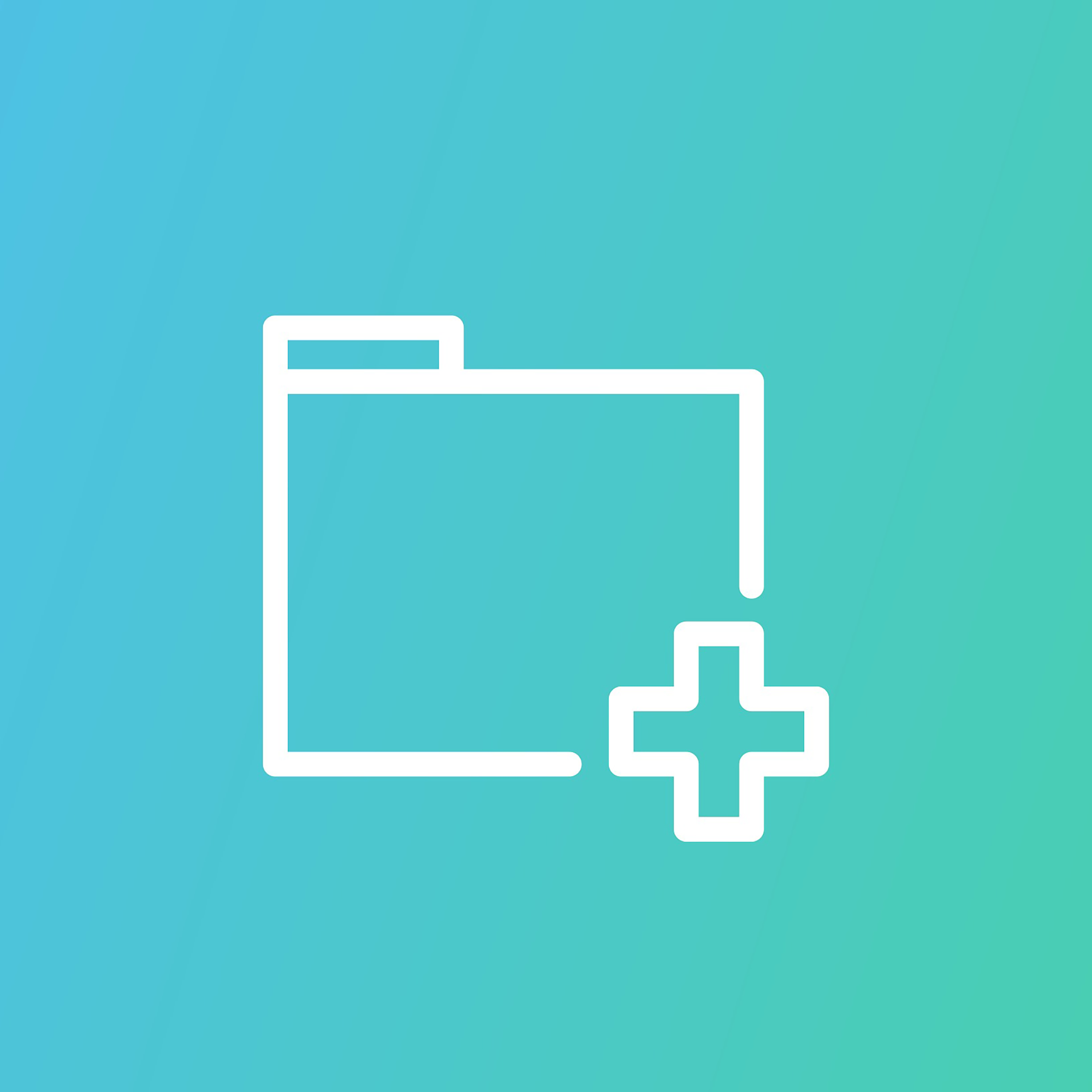 Portfolio mit Bild: Pictogramm von Mappe und +